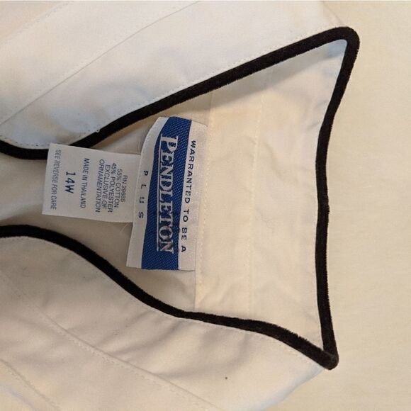Pendleton Plus vintage white blouse black trim 14w - Picture 4 of 5